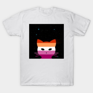 Lesbian pride space cat T-Shirt